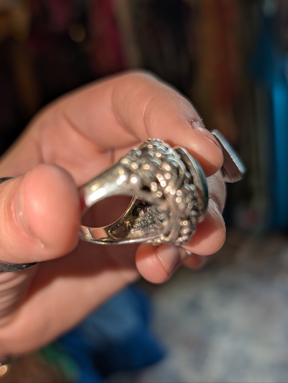 Sterling Silver Turquoise Filigree Ring - Picture 3 of 4